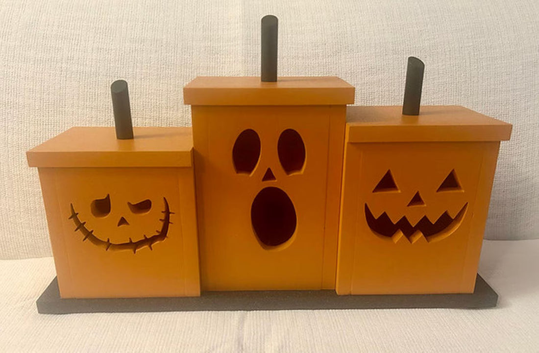 Pumpkin Patch Wooden Jack O' Lanterns